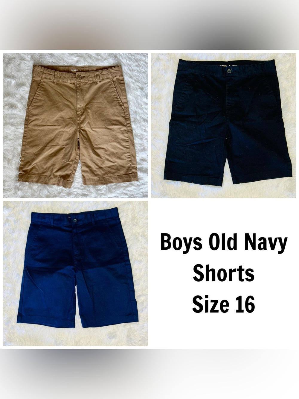 Boys Old Navy Boys Shorts - Khaki, Black, Navy Size 16